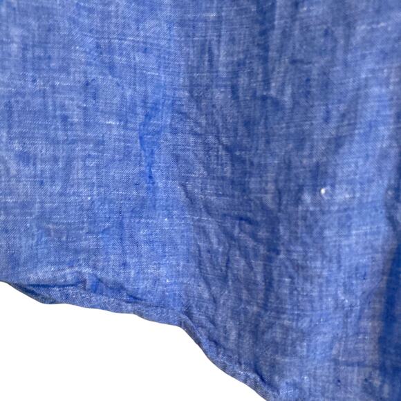 Lands End Blue Traditional Fit Linen Short Sleeve Classic Button Down Shirt XL - Picture 14 of 16